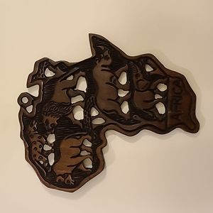 Vintage Hand Carved Wooden Africa Continent Wall Art